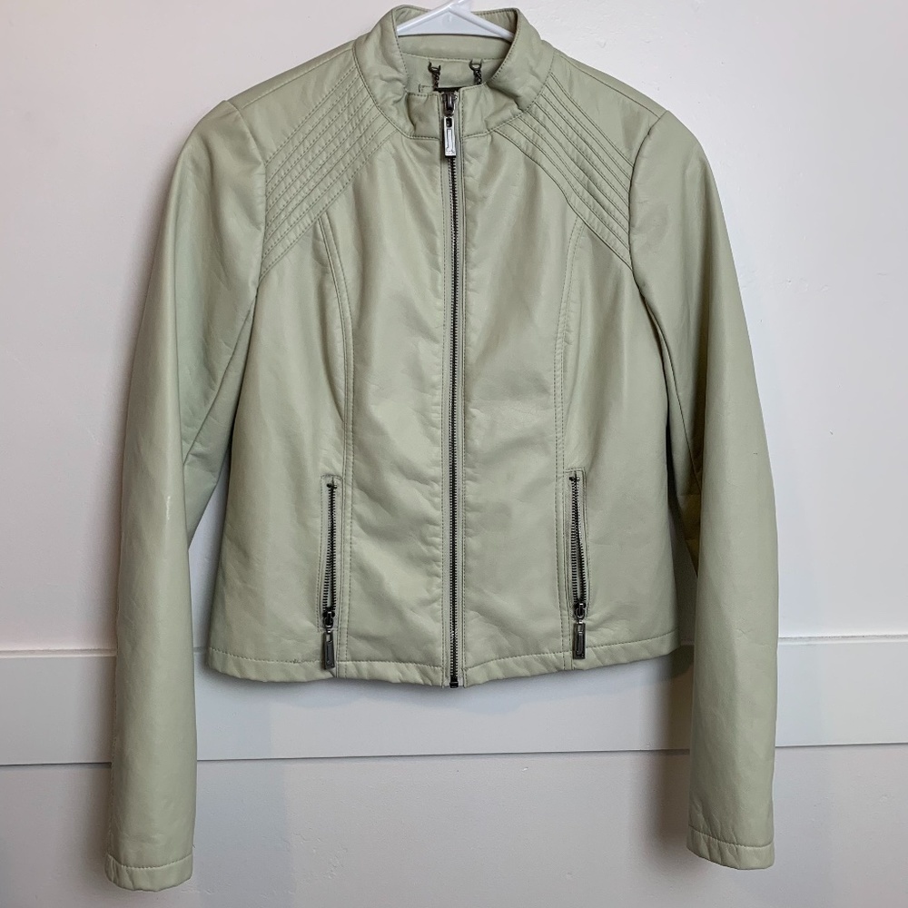 j2 Jou Jou Cream Faux Vegan Leather Jacket